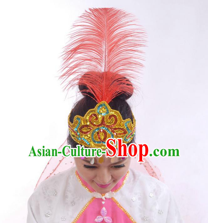 Traditional Chinese Yangge Hair Accessories Fan Dancing Headwear Folk dancing Yangko Headdress Silk Fan