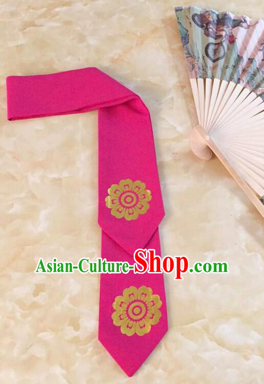 Korean Hair Band for Women Hair Strap Ties Headwrap Kerean Traditional Hot Stamping Bronzing Rose Red