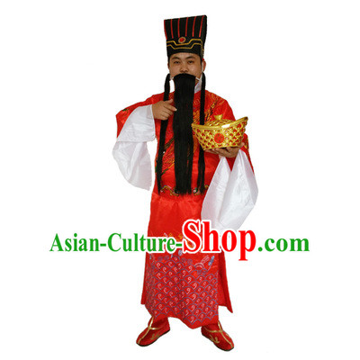 Ancient Chinese God Of Wealth Costume And Accessories Set Caishen New Year Celebration Dress For Men