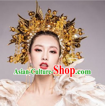 Chinese Ancient Stage Opera Performance Gold Phoenix Coronet
