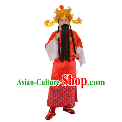 Ancient Chinese God Of Wealth Costume Accessories Set Caishen New Year Celebration Clothing Caishen Dress For Men