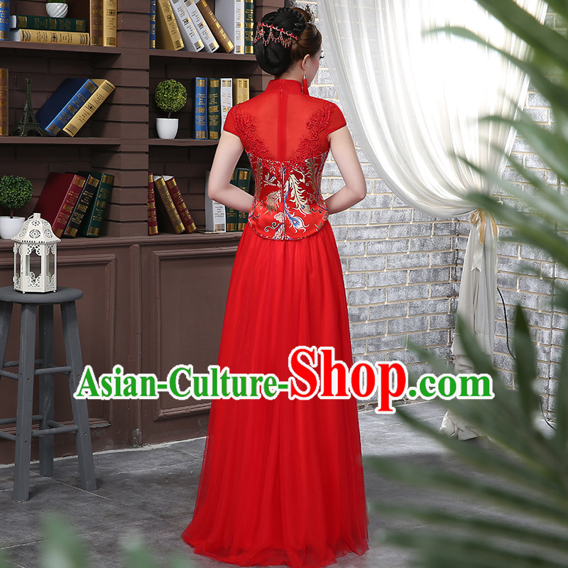 Ancient Chinese Collar Costume Dress Toast Red Cheongsam Xiuhe Suits Wedding Dress Red Ancient Women Flown Bride Cheongsam