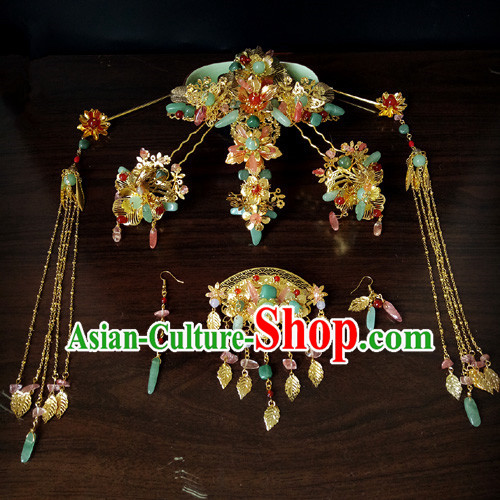 Chinese Ancient Style Hair Jewelry Accessories, Hairpins, Hanfu Xiuhe Suits Wedding Bride Headwear, Headdress, Imperial Empress Handmade Hair Fascinators for Women