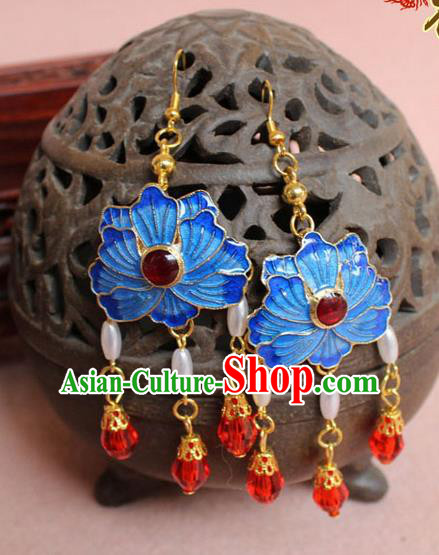 Ancient Chinese Style Imperial Palace Empress, Queen Wedding Cloisonn Earrings For Women