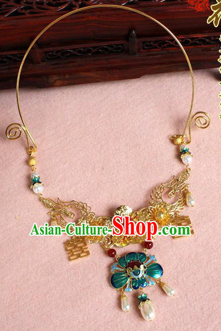 Chinese Imperial Queen Necklace, Empress Necklaces, Wedding Cloisonn Accessories For Women