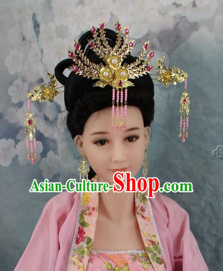 Chinese Ancient Style Hair Jewelry Accessories, Hairpins, Hanfu, Wedding Bride Imperial Empress Princess Handmade Phoenix for Women