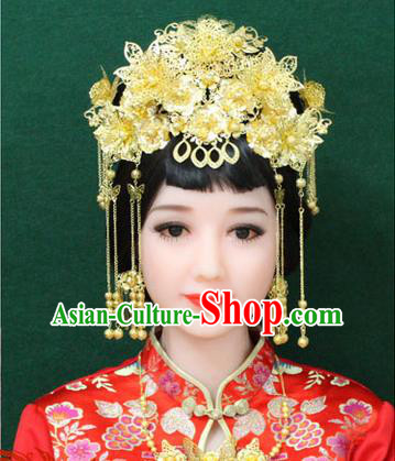 Chinese Ancient Style Hair Jewelry Accessories, Hairpins, Hanfu Xiuhe Suit Wedding Bride Phoenix Coronet, Hair Accessories for Women