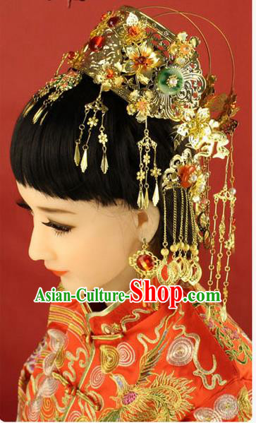Chinese Ancient Style Hair Jewelry Accessories, Hairpins, Tang Dynasty Xiuhe Suit Wedding Bride Phoenix Coronet, Hair Accessories for Women