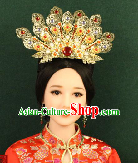 Chinese Ancient Style Hair Jewelry Accessories, Hairpins, Han Dynasty Hanfu Xiuhe Suit Wedding Bride Phoenix Coronet, Hair Accessories for Women
