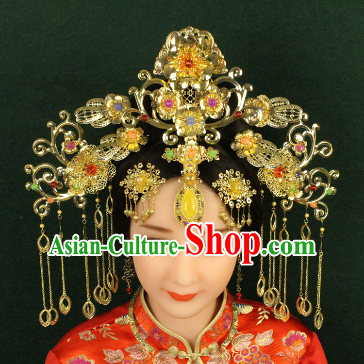 Chinese Ancient Style Hair Jewelry Accessories, Hairpins, Princess Hanfu Xiuhe Suit Wedding Bride Phoenix Coronet, Hair Accessories Set for Women