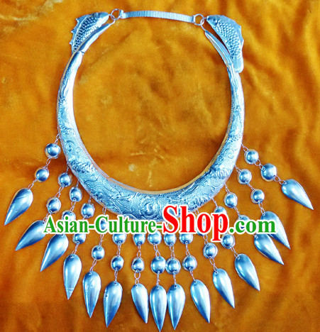 Chinese Princess Miao Tribe Silver Necklace