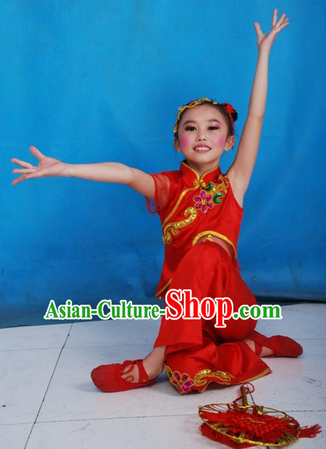 Traditional Chinese Han Ethnic Dance Costume Complete Set for Children