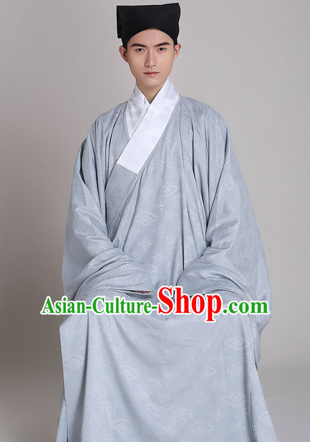 Chinese Style Dresses Kimono Dress Clothing and Hat Complete Set for Men