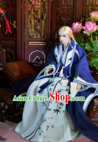 Ancient Chinese Emperor Prince Prime Minister Clothing and Hair Accessories Complete Set for Men