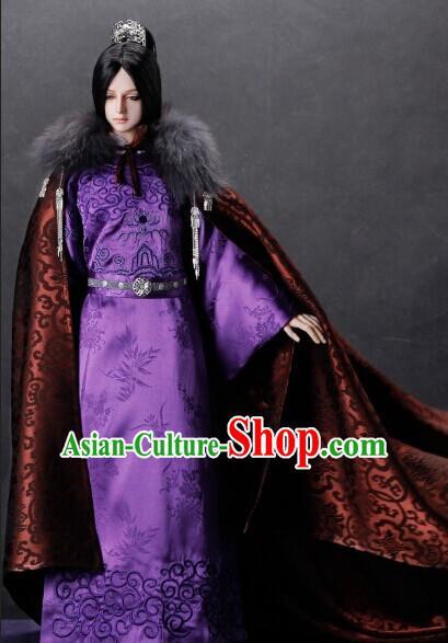 Ancient Chinese Emperor Prince Prime Minister Clothing and Hair Accessories Complete Set for Men