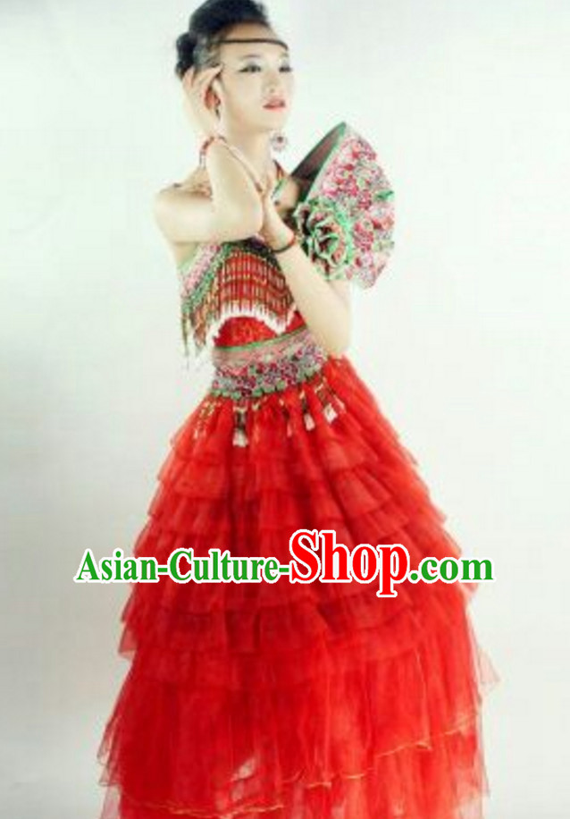 Chinese Traditional Miao Minority Princess Queen Empress Clothes and Headwear Complete Set for Women