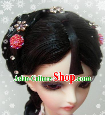 Ancient Chinese Style Princess Empress Queen Black Hair Wigs and Accessories for Women Girls Adults Kids