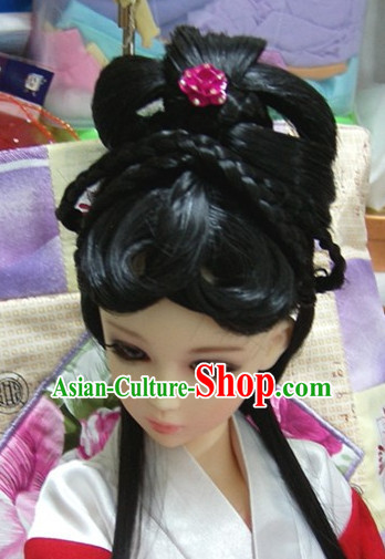 Ancient Chinese Style Prince Empress Long Black Wigs for Women Girls Adults Children