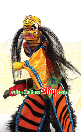 Traditional Chinese Handmade Yellow Tiger Immortal Hand Puppets Hand Marionette Puppet