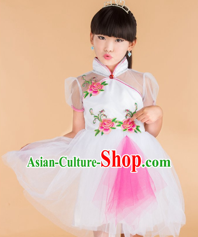 Chinese Folk Dance Costume for Kids Girls