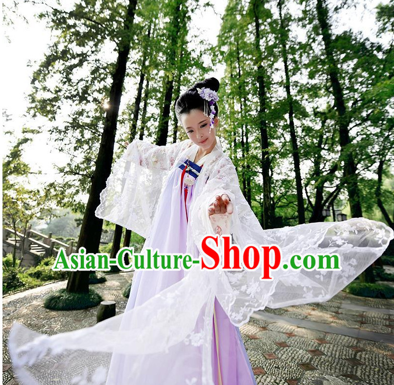 Ancient Chinese Tang Dynasty Clothing and Headpieces Complete Set for Women or Girls