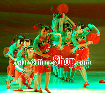 Professional Chinese Spring Festival Folk Dance Costumes for Women Adults Kids