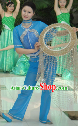 Professional Chinese Fisher Dance Costumes for Women Adults Kids