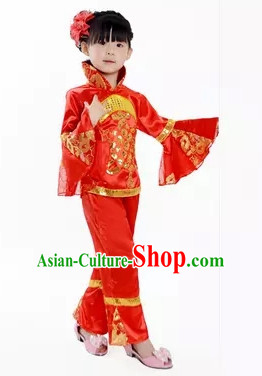 Chinese Folk Spring Festival Dance Costume for Girls Kids Children