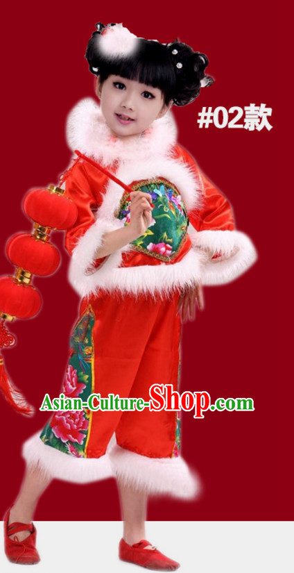 Chinese Traditional New Year Dance Suits for Girls Kids Children