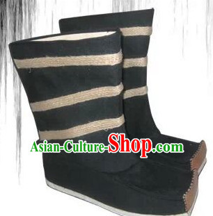 Ancient Chinese Film Handmade Black Boots for Men Boys Adults Children