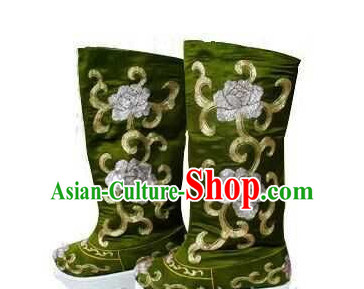 Ancient Chinese Film Handmade Embroidered Black Boots for Men Boys Adults Children