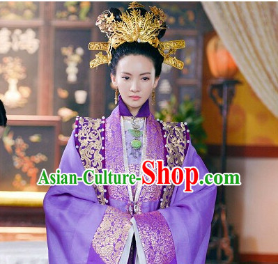 Ancient Chinese Ming Dynasty Queen Princess Empress Clothing and Hair Jewelry Complete Set for Women