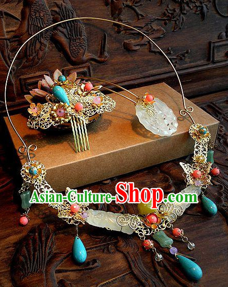 Handmade Ancient Chinese Imperial Royal Empress Princess Empress Necklace and Hair Accessory