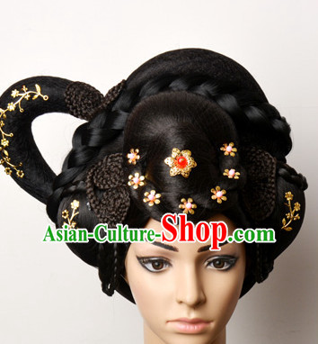 Tang Dynasty Asian Ancient Classical Empress Hairpins Hair Accessories and Wig Set