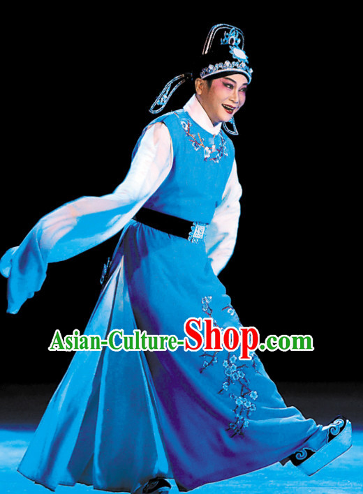 Chinese Ancient Peking Opera Xiao Sheng Costumes and Headdress Complete Set for Men