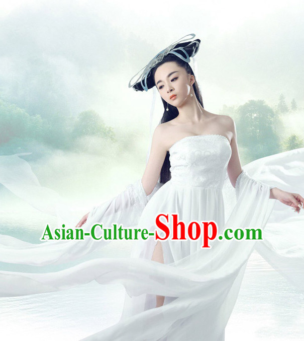 Chinese Ancient Fairy Costume and Hair Jewelry Complete Set for Women
