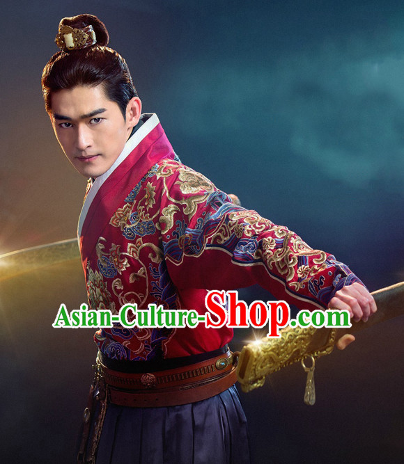 Chinese Ancient Swordsman Knight Costume Complete Set for Men Youth Teenagers Kids