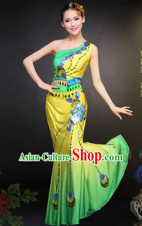 Chinese Peacock Dance Costumes Dress online for Sale Complete Set for Women Girls Adults Youth Kids