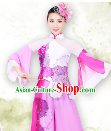 Chinese Classicial Dancing Costumes Dancewear and Headpieces Complete Set for Women