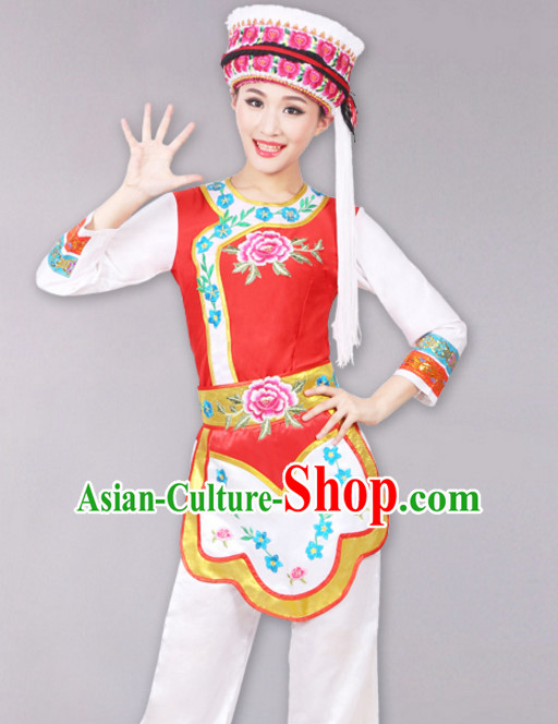 Chinese Minority Dance Costumes Dancewear and Headpieces Complete Set for Women