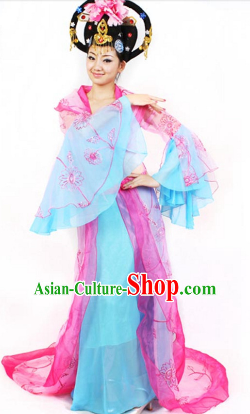 Chinese Classicial Dance Costumes Dancewear and Headpieces Complete Set for Women
