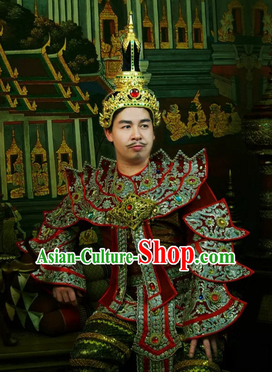 Top Traditional National Thai Empeoror Costumes Garment Dress Thai Traditional Dress Dresses Wedding Dress Complete Set for Men Boys Youth Kids Adults