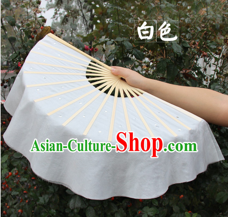 White Traditional Chinese Pure Silk Dance Fan