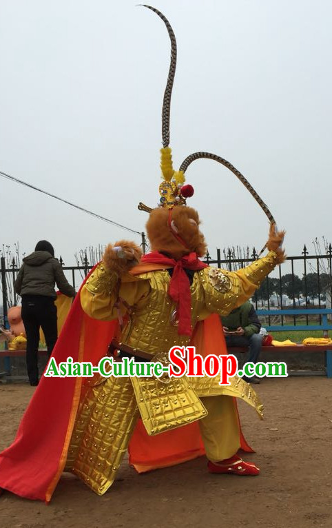 Gold Color Sun Wukong Costumes and Headdress Complete Set