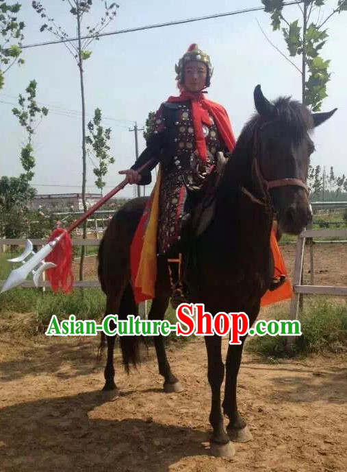 Ancient Chinese General Knight Costumes and Hat Complete Set for Men