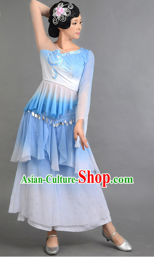 Traditional Chinese Classical Dance Costumes Custom Dance Costume Folk Dancing Chinese Dress Cultural Dances and Headdress Complete Set for Girls Kids Children