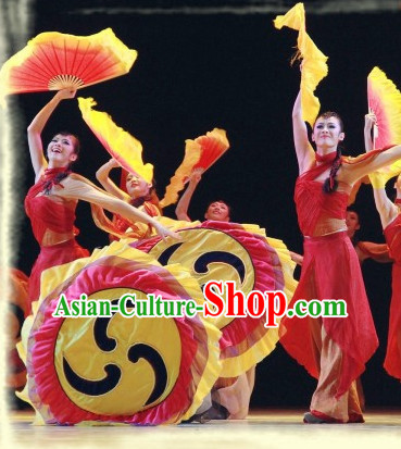 Pure Silk Traditional Chinese Fans Oriental Fan Folk Dance Hand Fan Dance Ribbons Cultural Dances