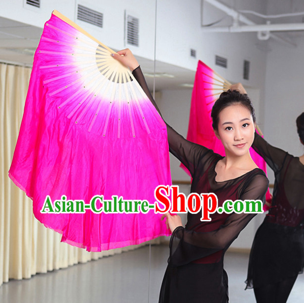 Professional Traditional Color Transition Pure Silk Dance Fan Dance Ribbons