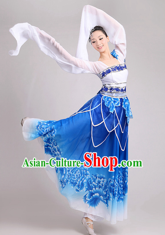 Traditional Chinese Long Sleeve Dancewear Costumes Dancer Costumes Girls Dance Lyrical Dance Costume Ballroom Comtemporary Recital Dancewear Costume