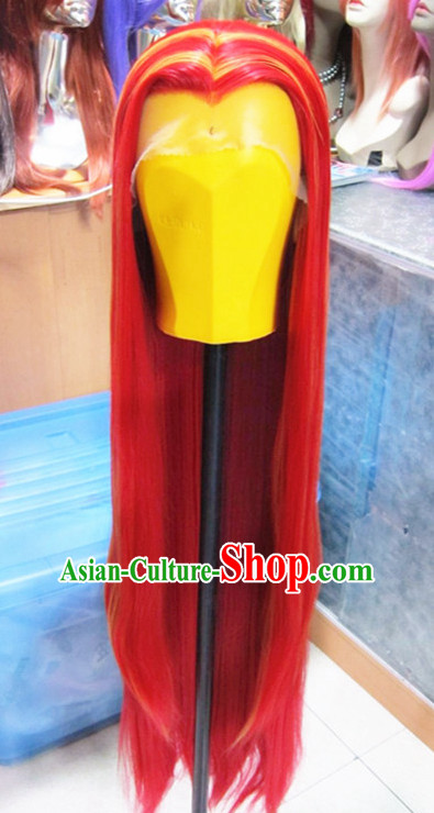 Chinese Traditional Swordsmen Wig Ancient Men Wigs Ladies Wigs Red Wigs Male Lace Front Wigs Custom Hair Pieces